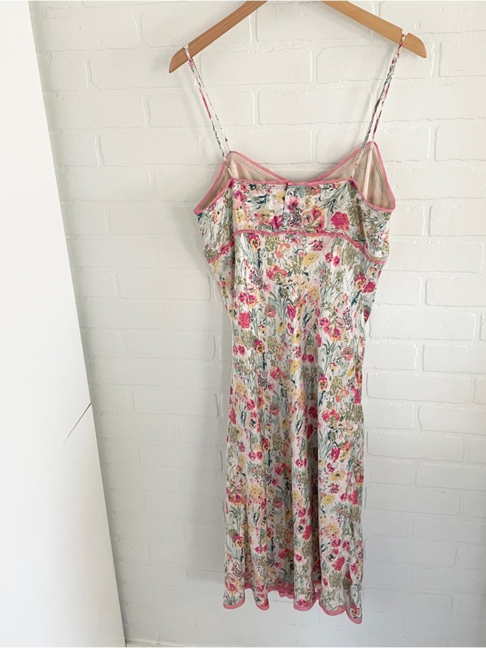 Y2K Silk Babydoll Midi Dress Beaded Empire Waist Romantic Sz L - Picture 11 of 15